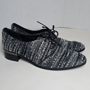 Ivanka Trump Black and White Emale3 Tweed Lace Up Oxfords Shoes